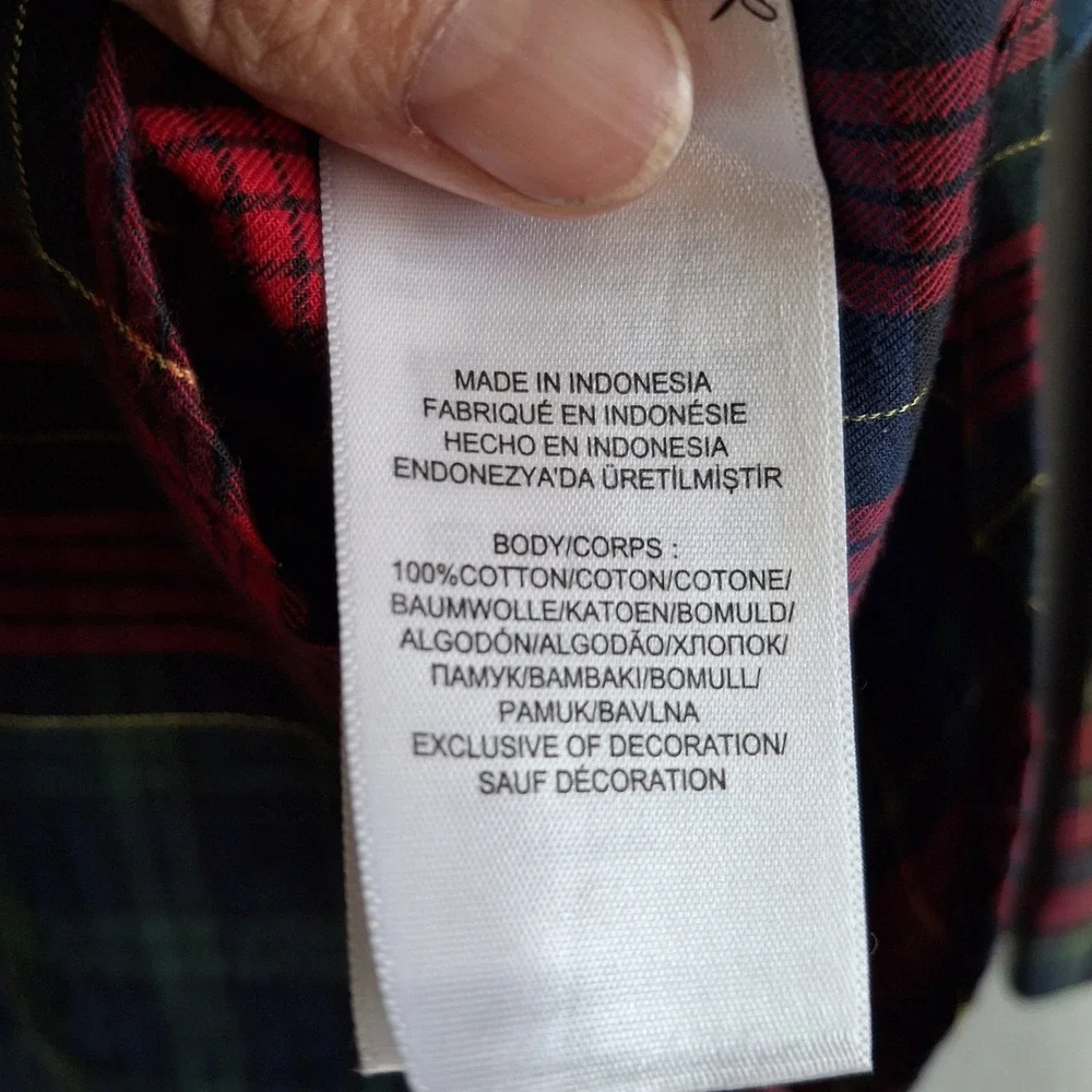 Ralph‎ Lauren Junior's Shirt Blue Red Plaid Button Down Large (14-16) Tartan